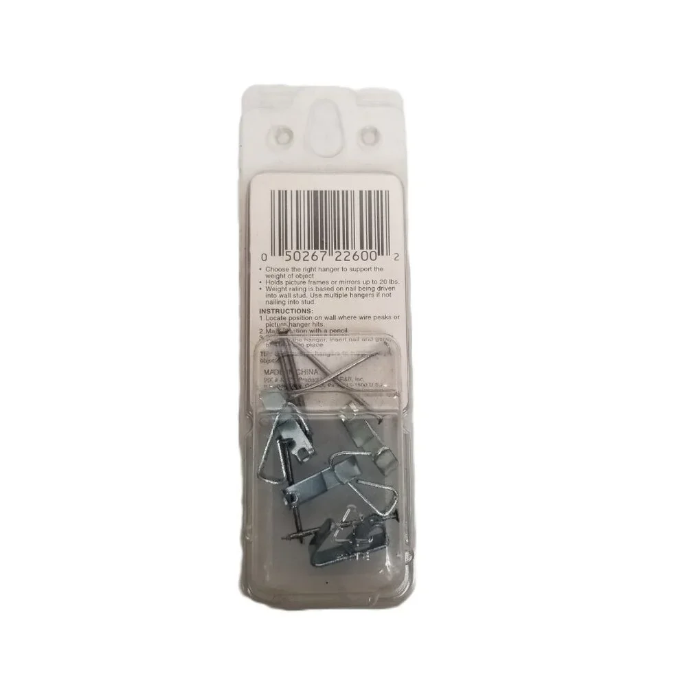 Pik A Nut 20 lb Picture Hangers 6 Pack Steel Hardware
